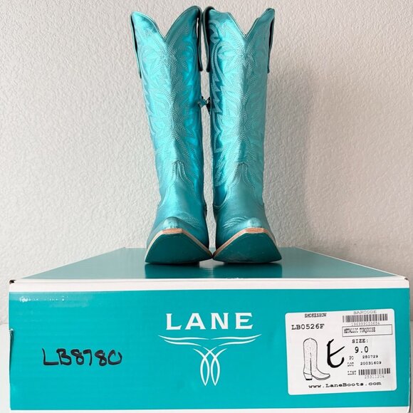 Lane SMOKESHOW Womens Cowboy Boots 9 Turquoise Blue Western Cowgirl Mid Calf - Picture 10 of 11